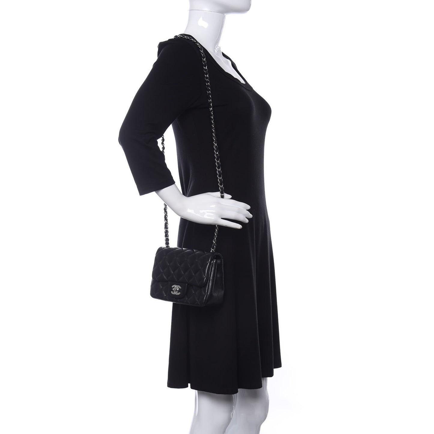 Lambskin Quilted Mini Square Flap Black