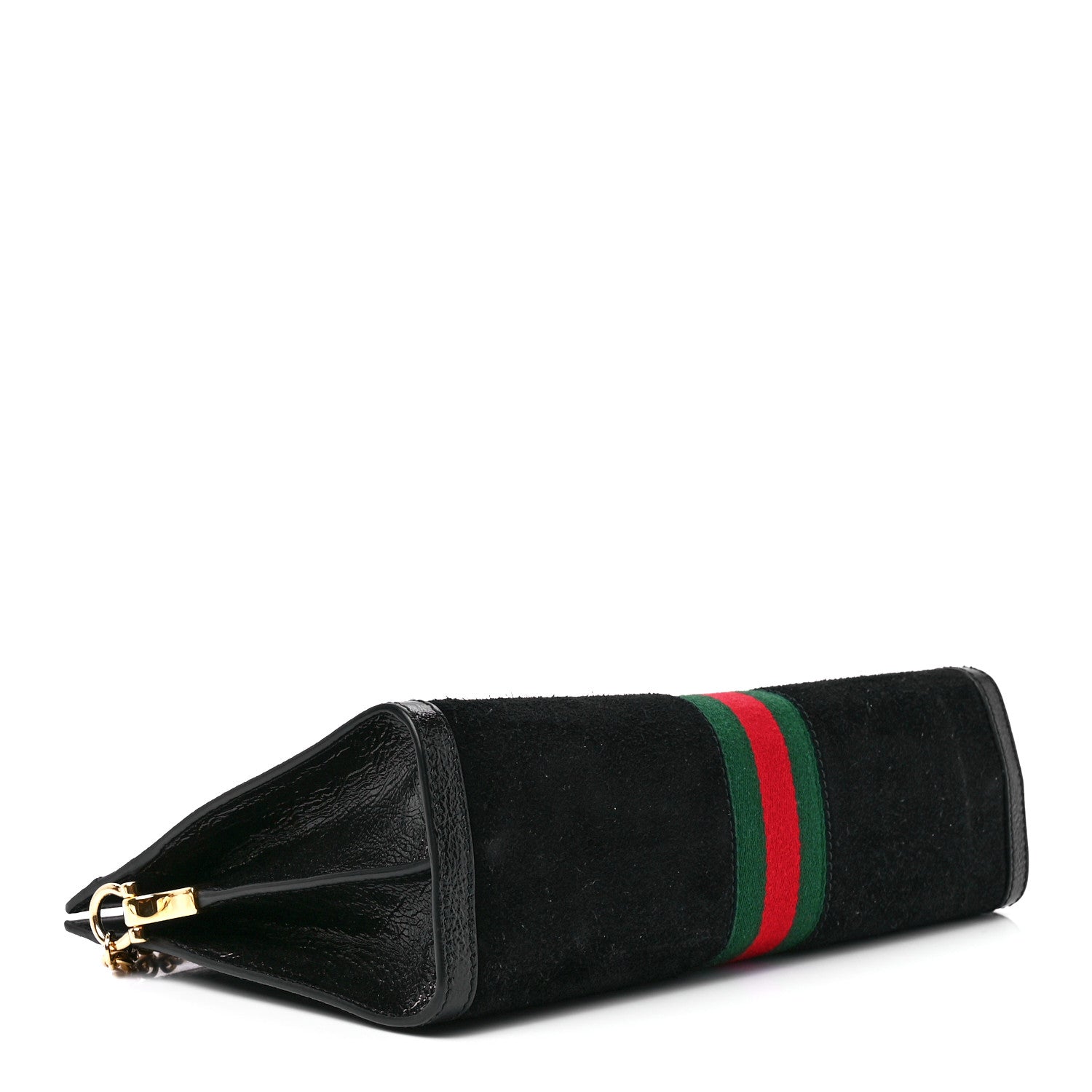 Gucci Suede Patent GG Web Medium Ophidia Chain Shoulder Bag Black 4 of 12