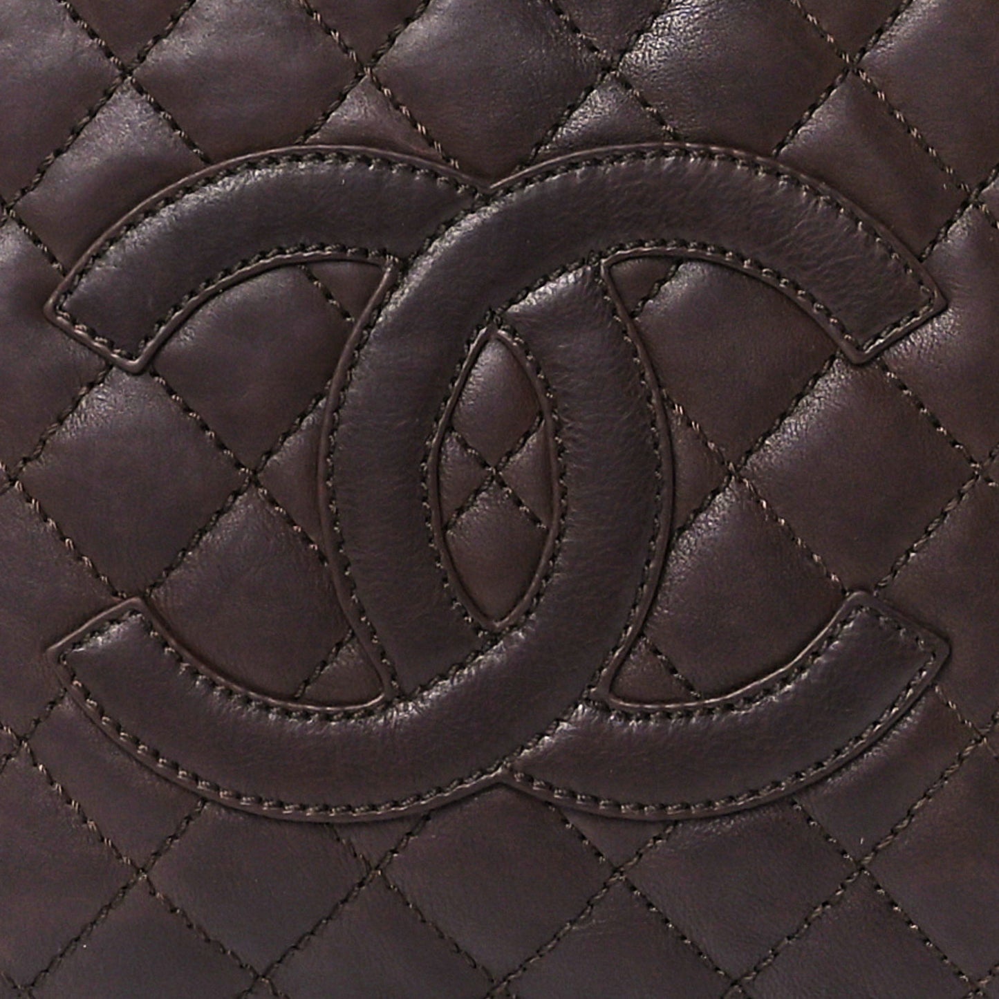 Calfskin Quilted Grand Shopping Tote GST Dark Brown