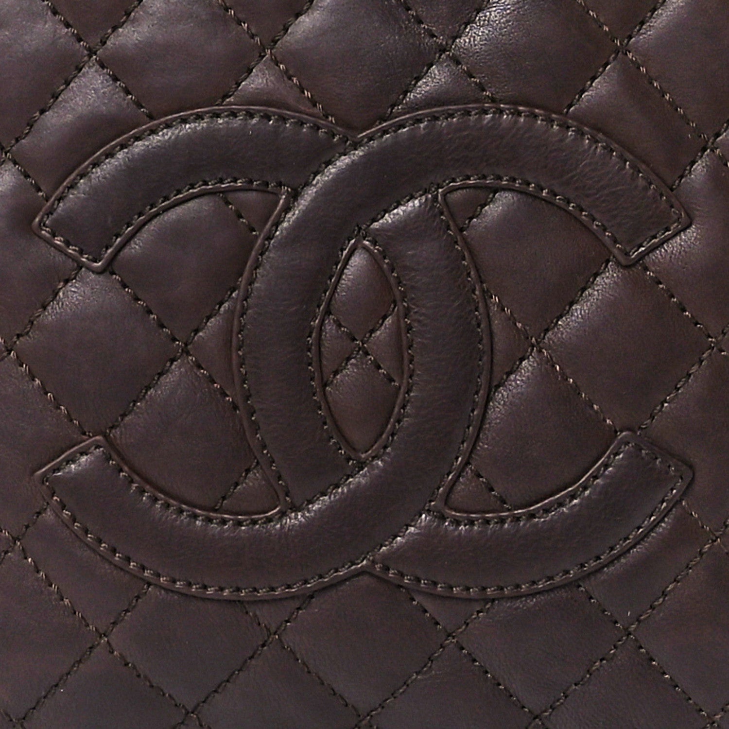 Chanel Calfskin Quilted Grand Shopping Tote GST Dark Brown 8 of 11