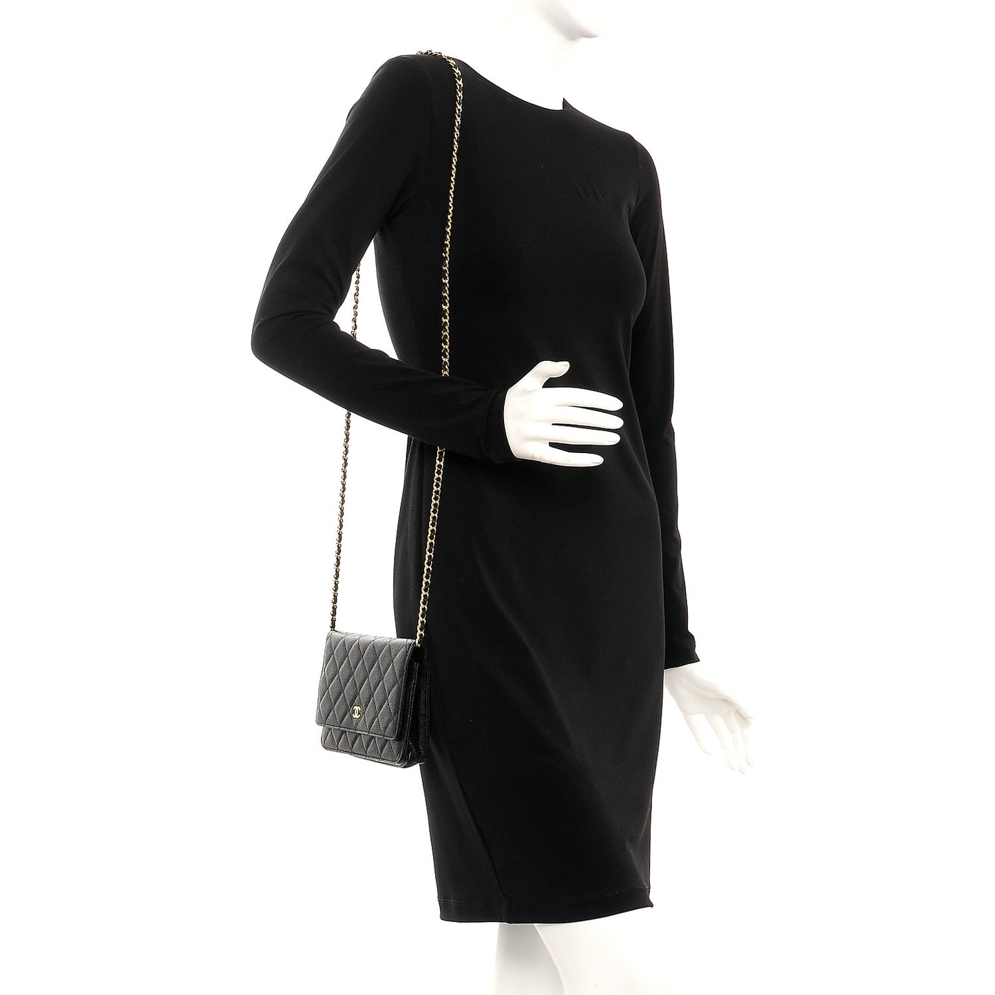 Caviar Quilted Wallet On Chain WOC Black