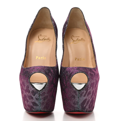Christian Louboutin Lame Leopard Highness 160 Pumps 35 Turquoise Violet 2 of 9