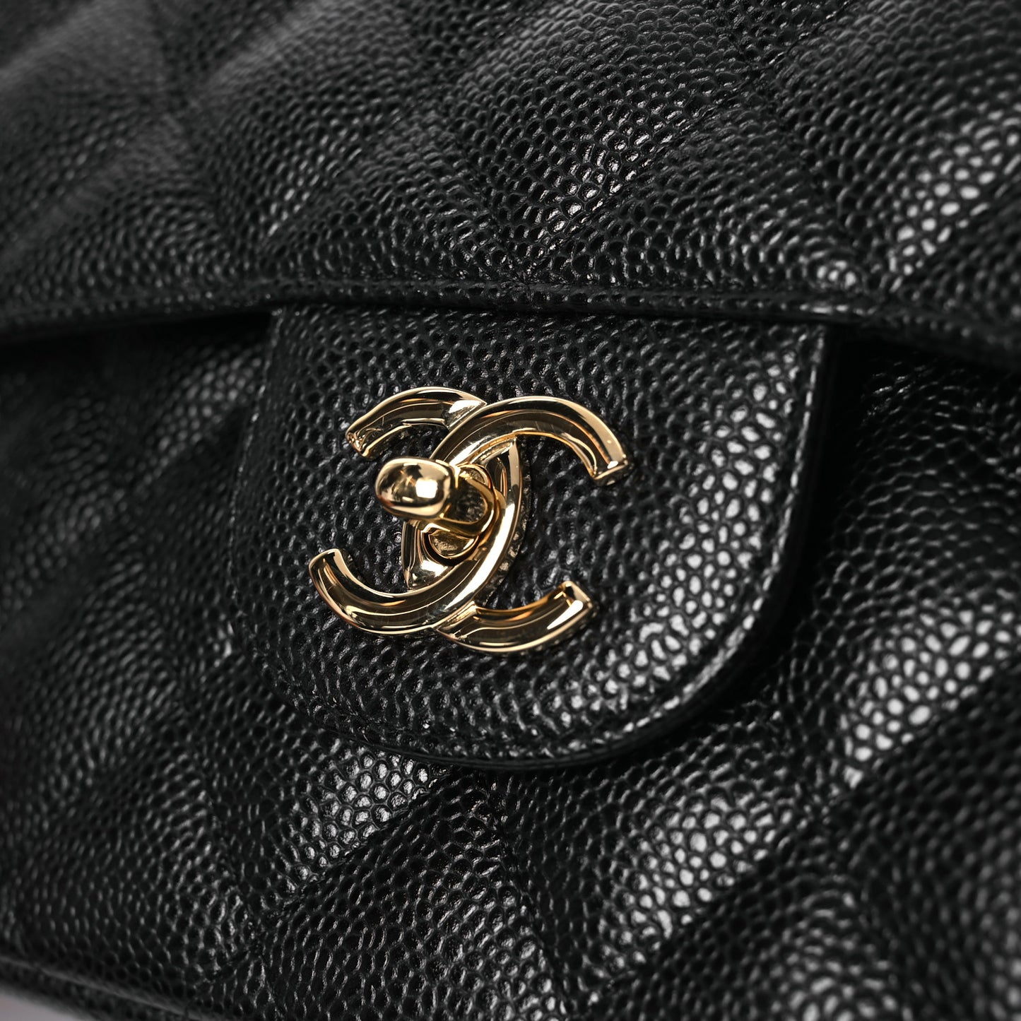 Caviar Quilted Jumbo Double Flap Black