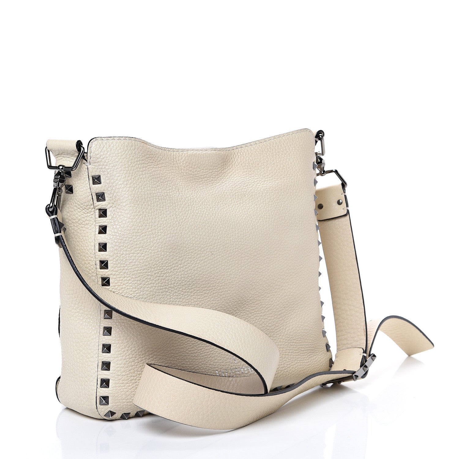 Valentino Garavani Pebbled Calfskin Small Rockstud Flip-Lock Messenger Bag Light Ivory 2 of 16