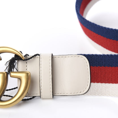 Gucci Nylon Calfskin Sylvie Web Double G 40mm Belt 80 32 Mystic White Hibiscus Red Maritime 8 of 8