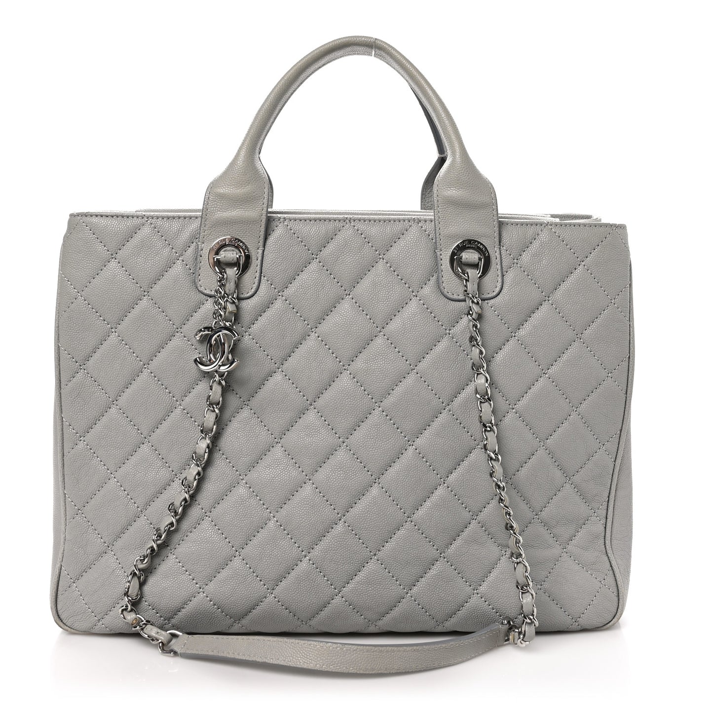 Caviar Quilted Large Urban Companion Top Handle Shopping Tote Grey