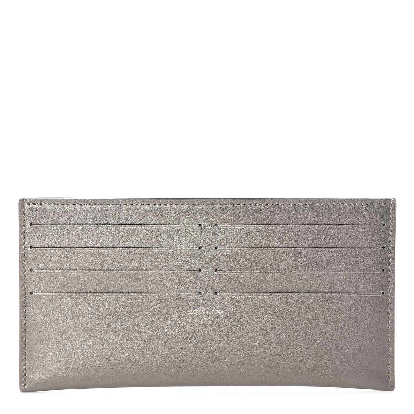 Calfskin Felicie Card Holder Insert Champagne Metallise