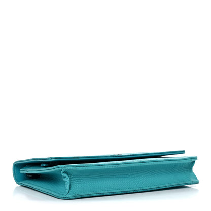 Chanel Lizard Wallet on Chain WOC Turquoise 4 of 14