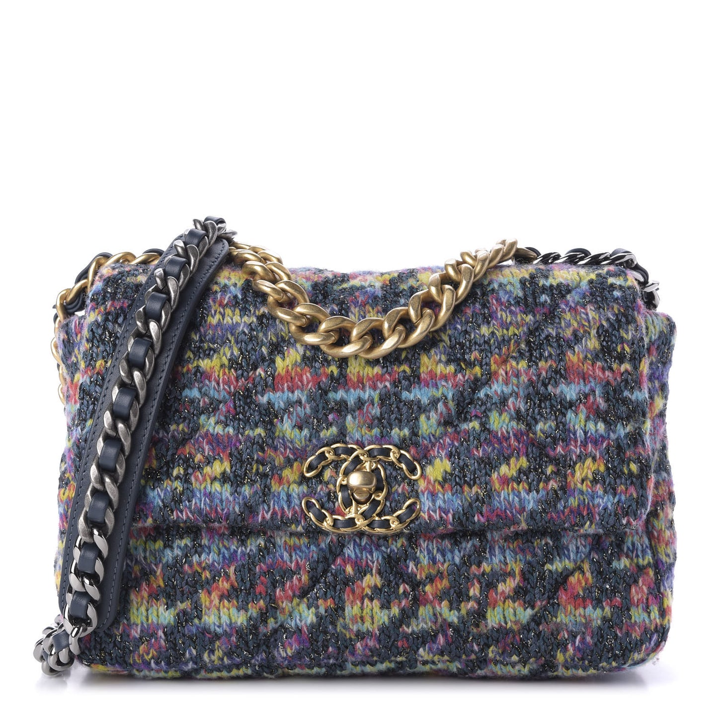 Tweed Quilted Medium Chanel 19 Flap Dark Multicolor