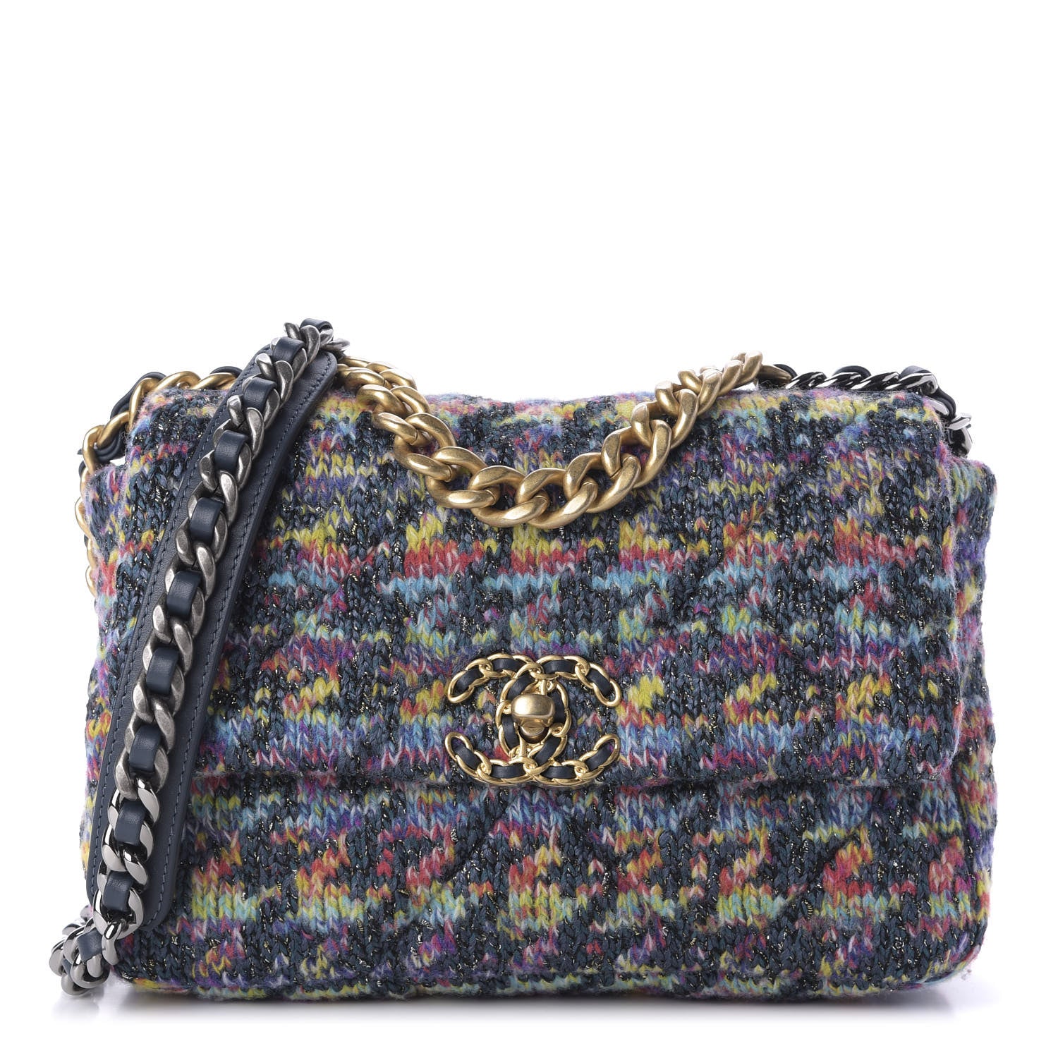 Chanel Tweed Quilted Medium Chanel 19 Flap Dark Multicolor 1 of 10