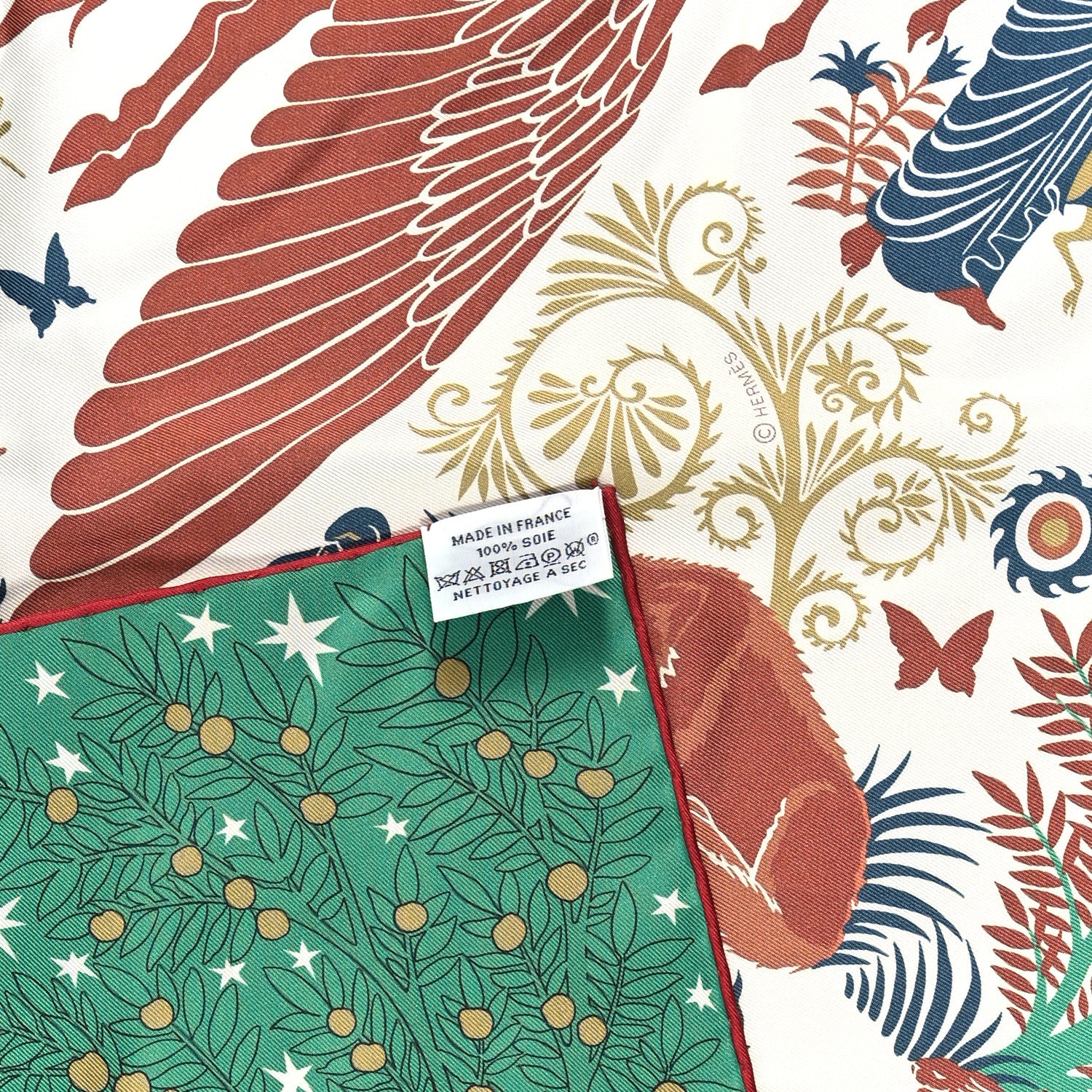 Hermes Silk Sous Le Charme d'Orphee Double Face Scarf 90 Etoupe White Beige Dore 2 of 4