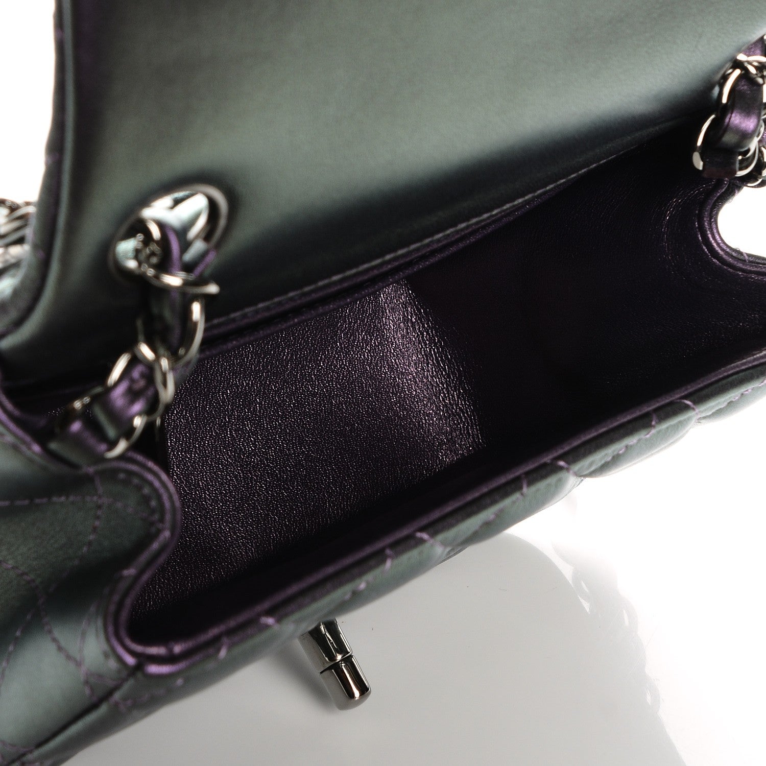 Chanel Iridescent Lambskin Quilted Mini Square Flap Dark Purple 5 of 9