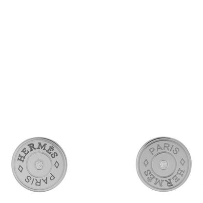 Hermes 18K White Gold Diamond Small Gambade Earrings 1 of 5