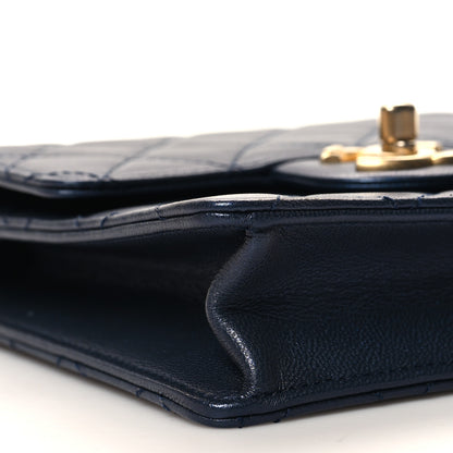 Chanel Iridescent Lambskin Quilted Chic Pearls Flap Navy Blue 9 of 10