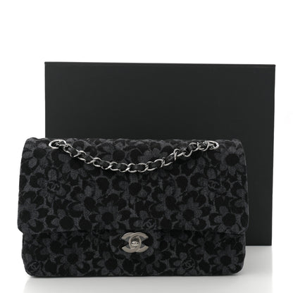 Chanel Printed Denim Quilted Flower Medium Double Flap Black 11 of 11