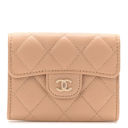 Chanel Caviar Quilted Flap Card Holder Wallet Beige 1 of 7