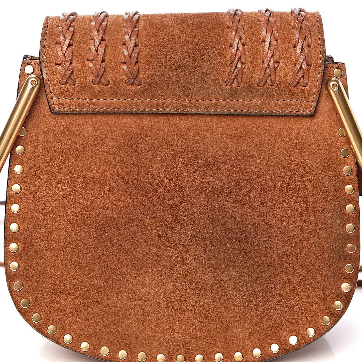 Suede Calfskin Braided Mini Hudson Shoulder Bag Caramel