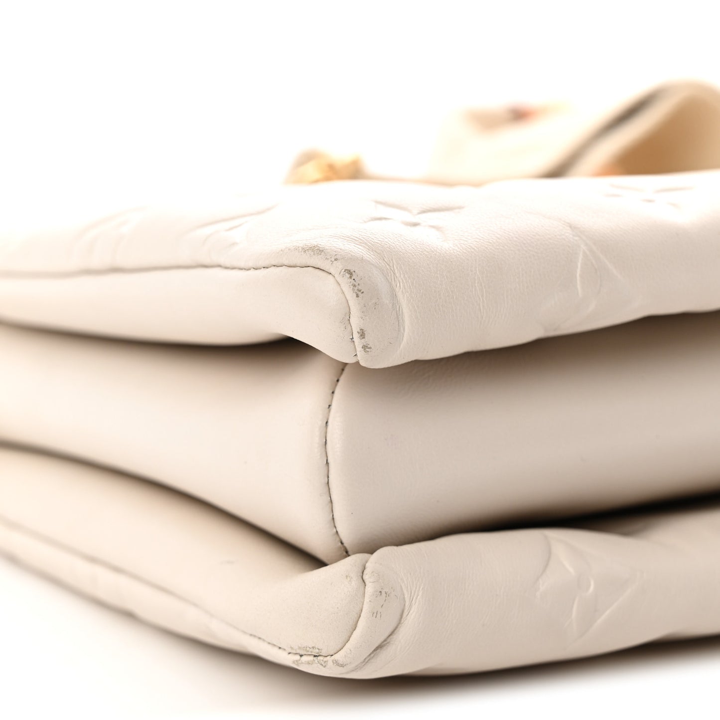 Lambskin Embossed Monogram Coussin PM Beige Cream