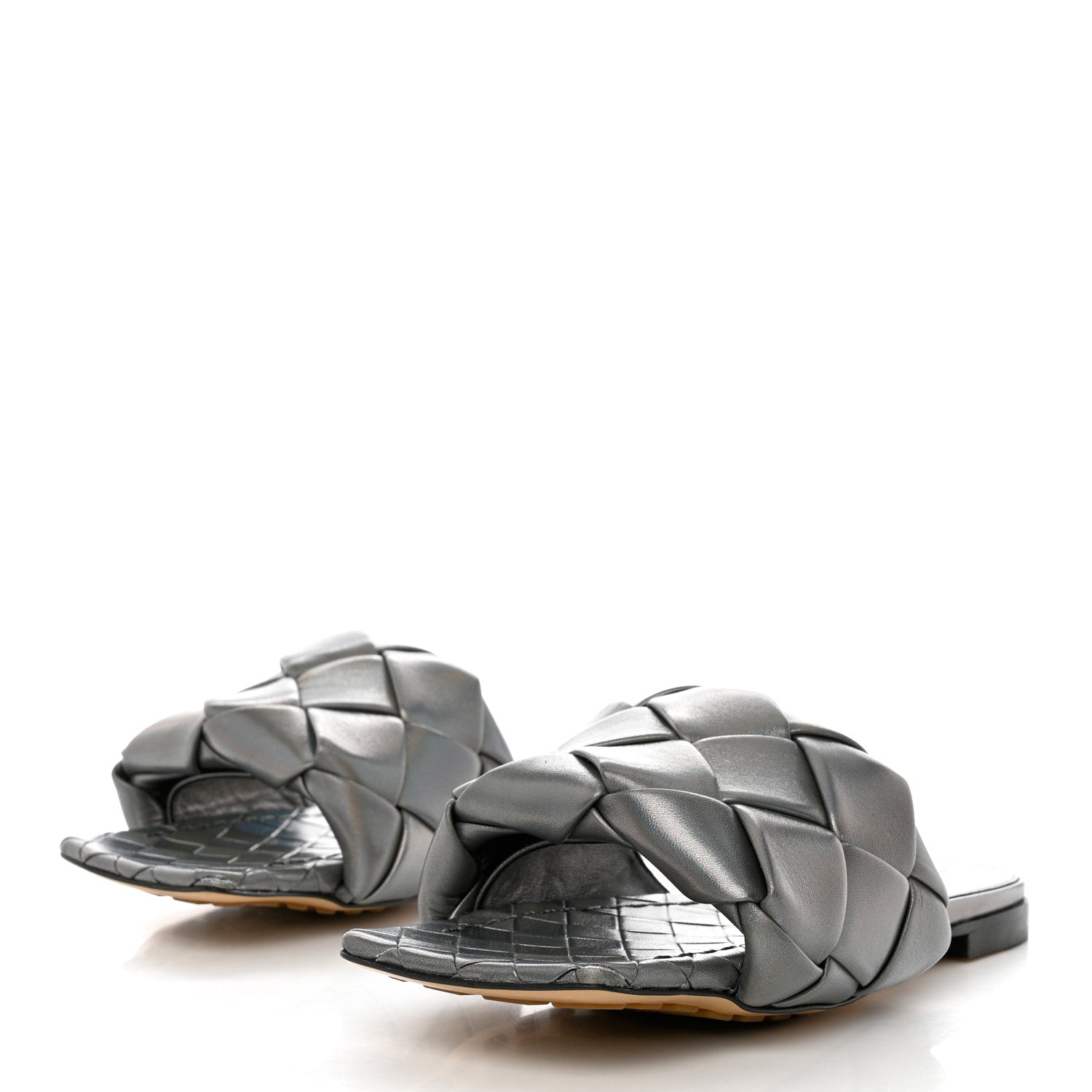 Bottega Veneta Laser Nappa Maxi Intrecciato Lido Flat Sandals 38 Oyster 3 of 8