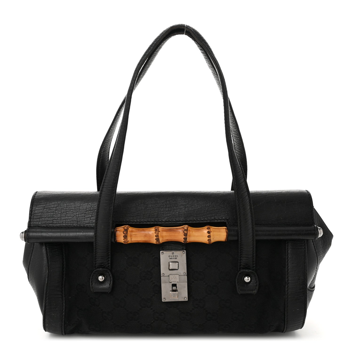 Gucci Monogram Bamboo Bullet Bag Black 1 of 14