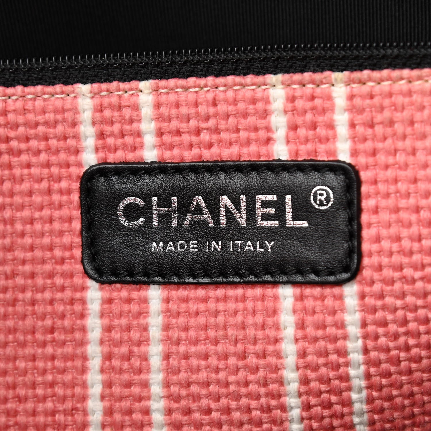 Chanel Striped Canvas CC Small Tote Pink White Black 12 of 13
