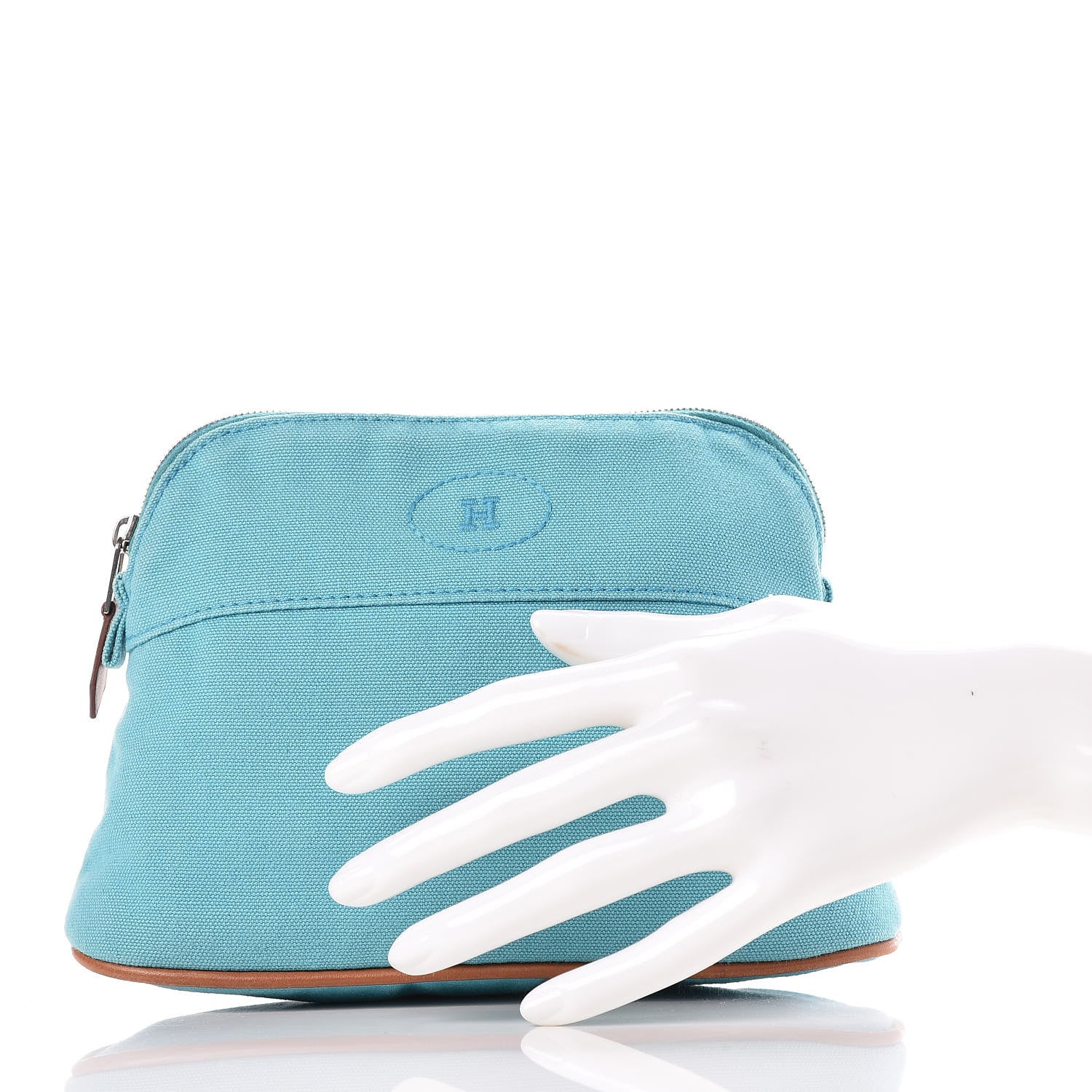 Hermes Cotton Canvas Mini Bolide Travel Cosmetic Pouch Bleu Horizon 2 of 14
