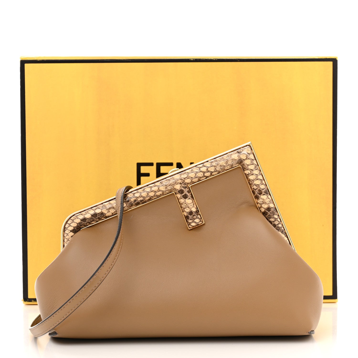 Fendi Shiny Nappa Snakeskin Small Fendi First Sand Make Up 13 of 13