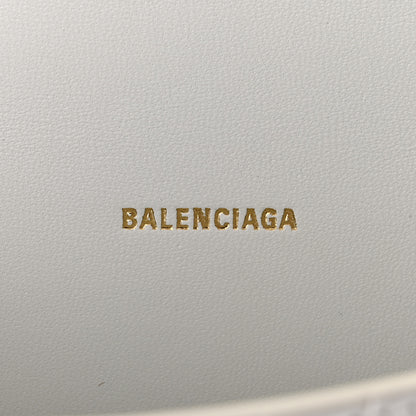 Balenciaga Shiny Calfskin Crocodile Embossed Hourglass Top Handle Bag XS Optic White 6 of 11