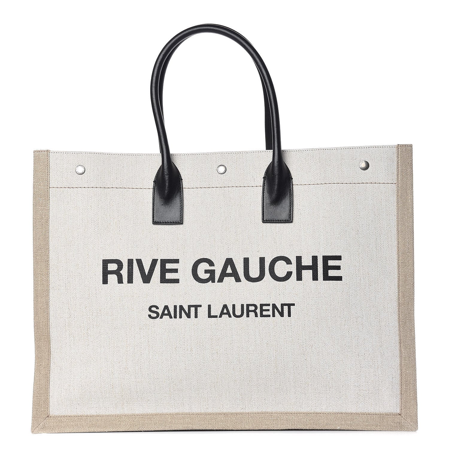 Saint Laurent Linen Calfskin Rive Gauche Tote Optic White 1 of 9