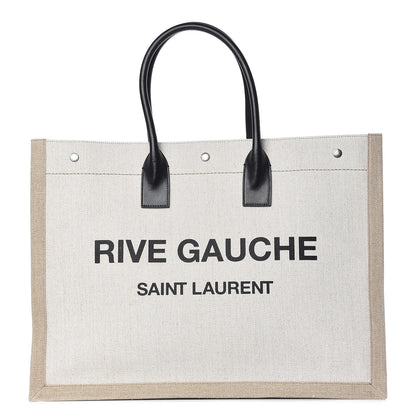 Saint Laurent Linen Calfskin Rive Gauche Tote Optic White 1 of 9