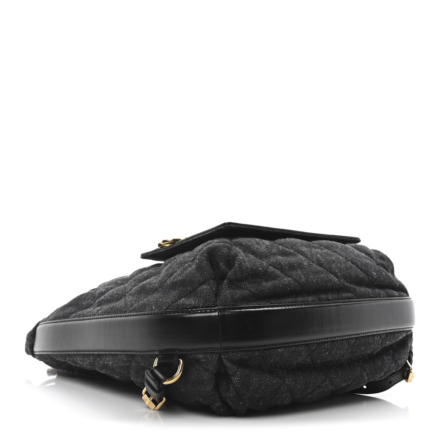 Denim Calfskin Quilted Backpack Black