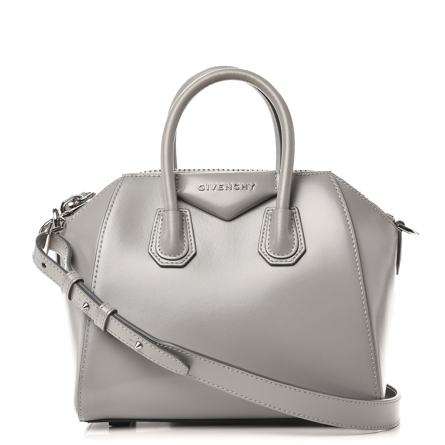 Shiny Lord Calfskin Mini Antigona Medium Grey