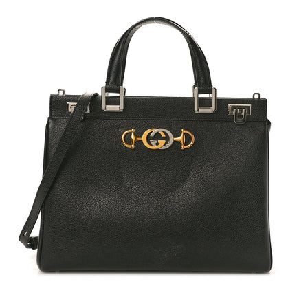 Gucci Grainy Calfskin Medium Zumi Top Handle Bag Black 1 of 12