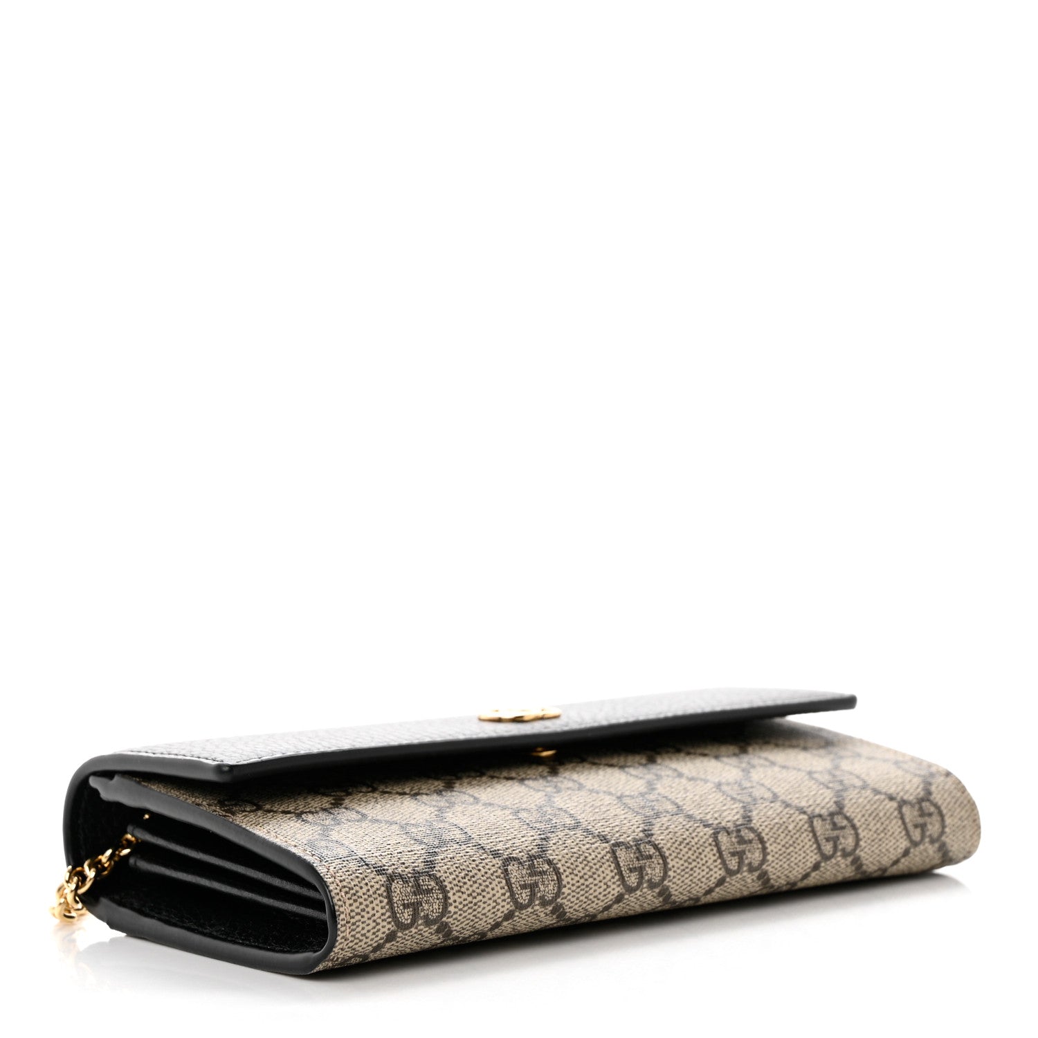 Gucci Dollar Calfskin GG Supreme Monogram Petite GG Marmont Wallet Chain Bag Black Beige Ebony 3 of 8