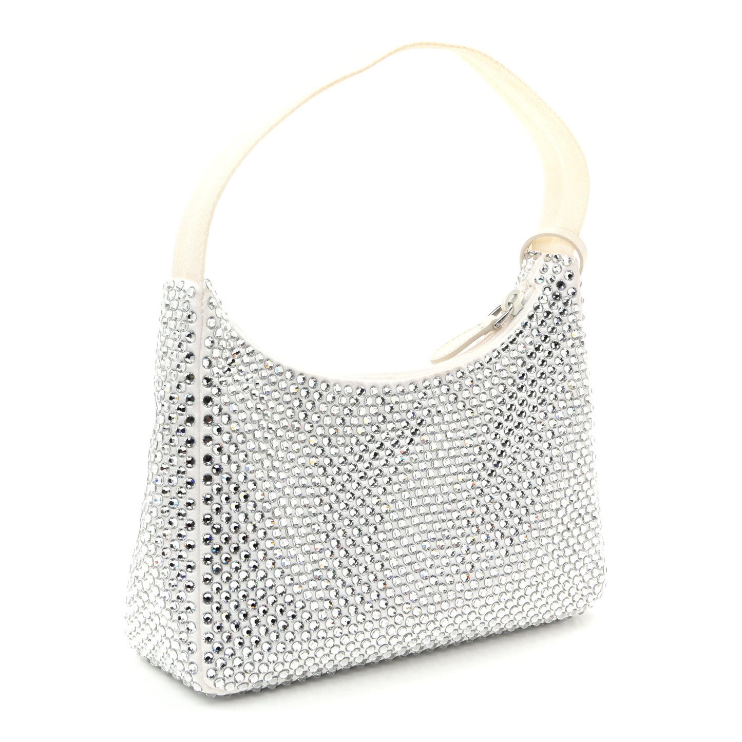 Satin Crystal Mini Re-Edition 2000 Bag White