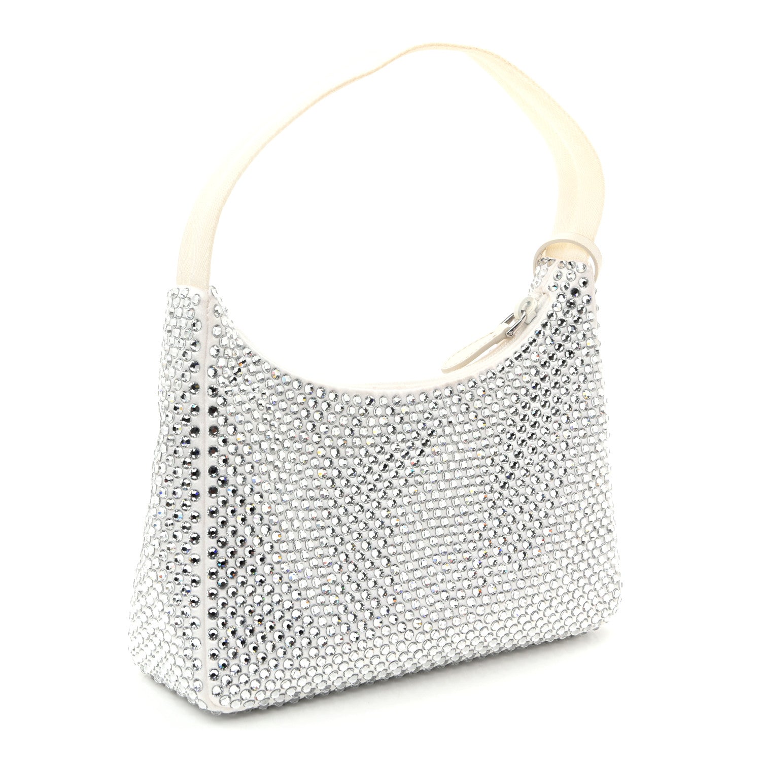 Prada Satin Crystal Mini Re-Edition 2000 Bag White 3 of 11