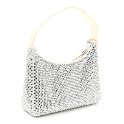 Prada Satin Crystal Mini Re-Edition 2000 Bag White 3 of 11