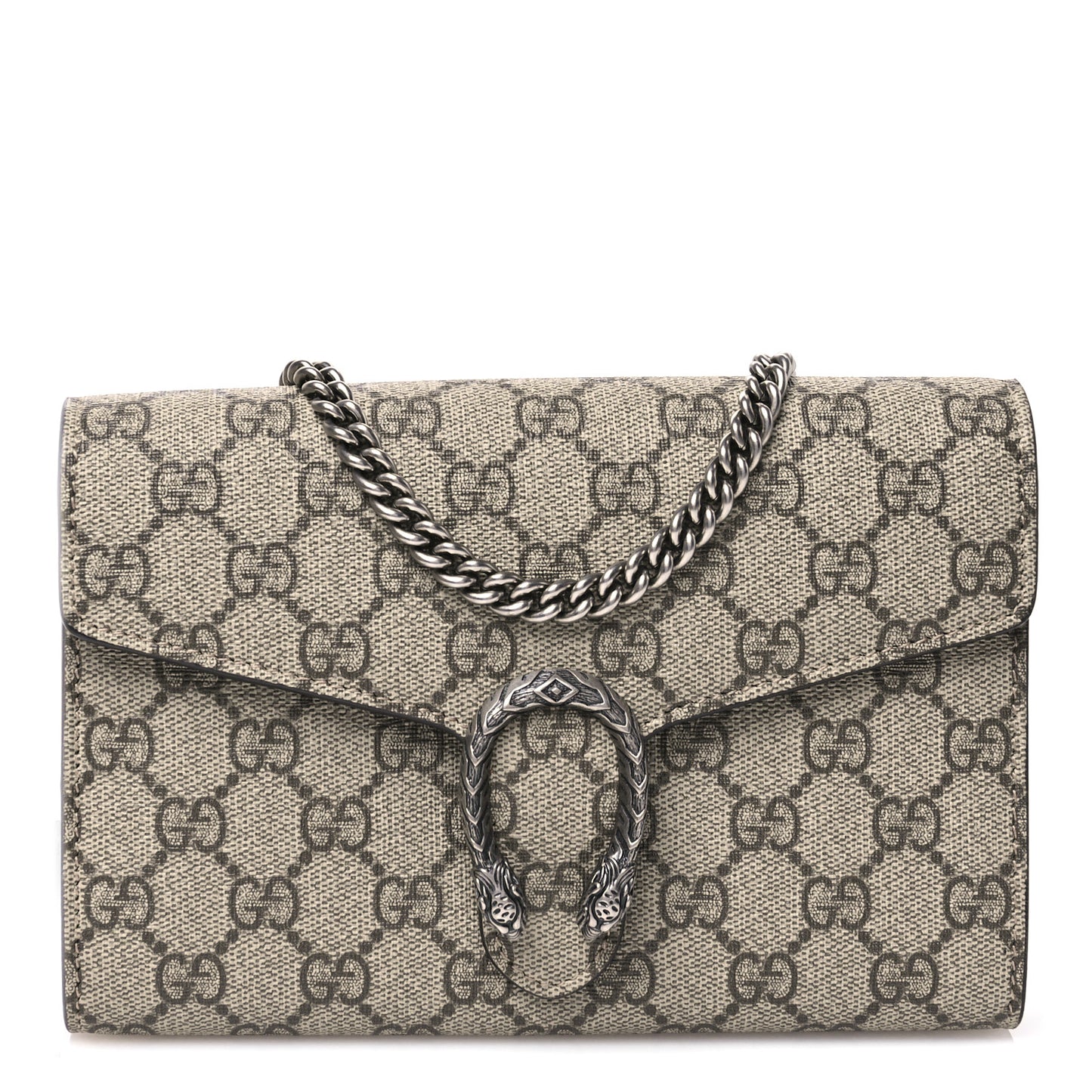 GG Supreme Monogram Mini Dionysus Chain Wallet Beige Taupe