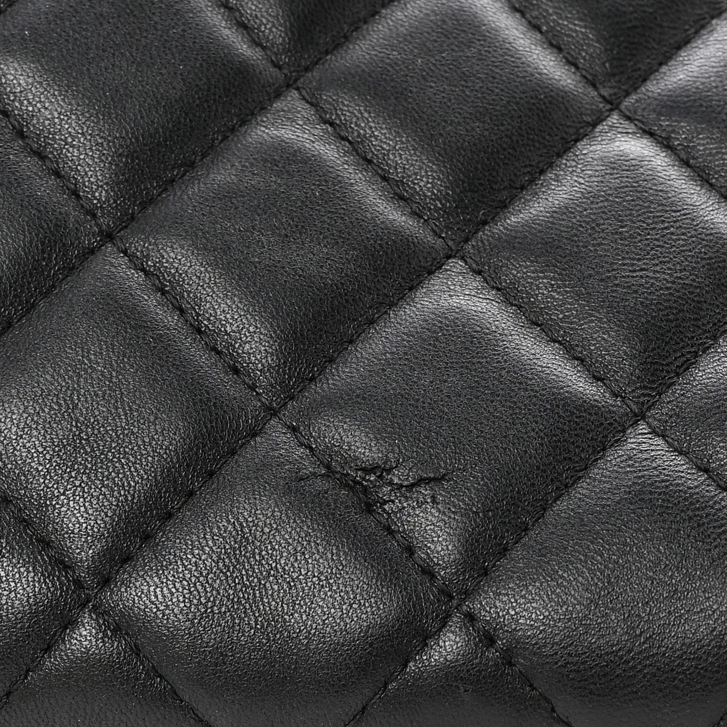 Lambskin Quilted Large Flap Cosmetic Case Black