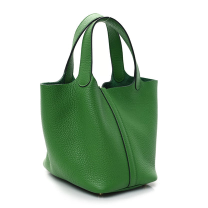 Hermes Taurillon Clemence Picotin Lock 18 PM Vert Yucca 2 of 13