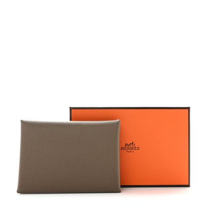 Hermes Epsom Calvi Duo Card Case Etoupe 8 of 8