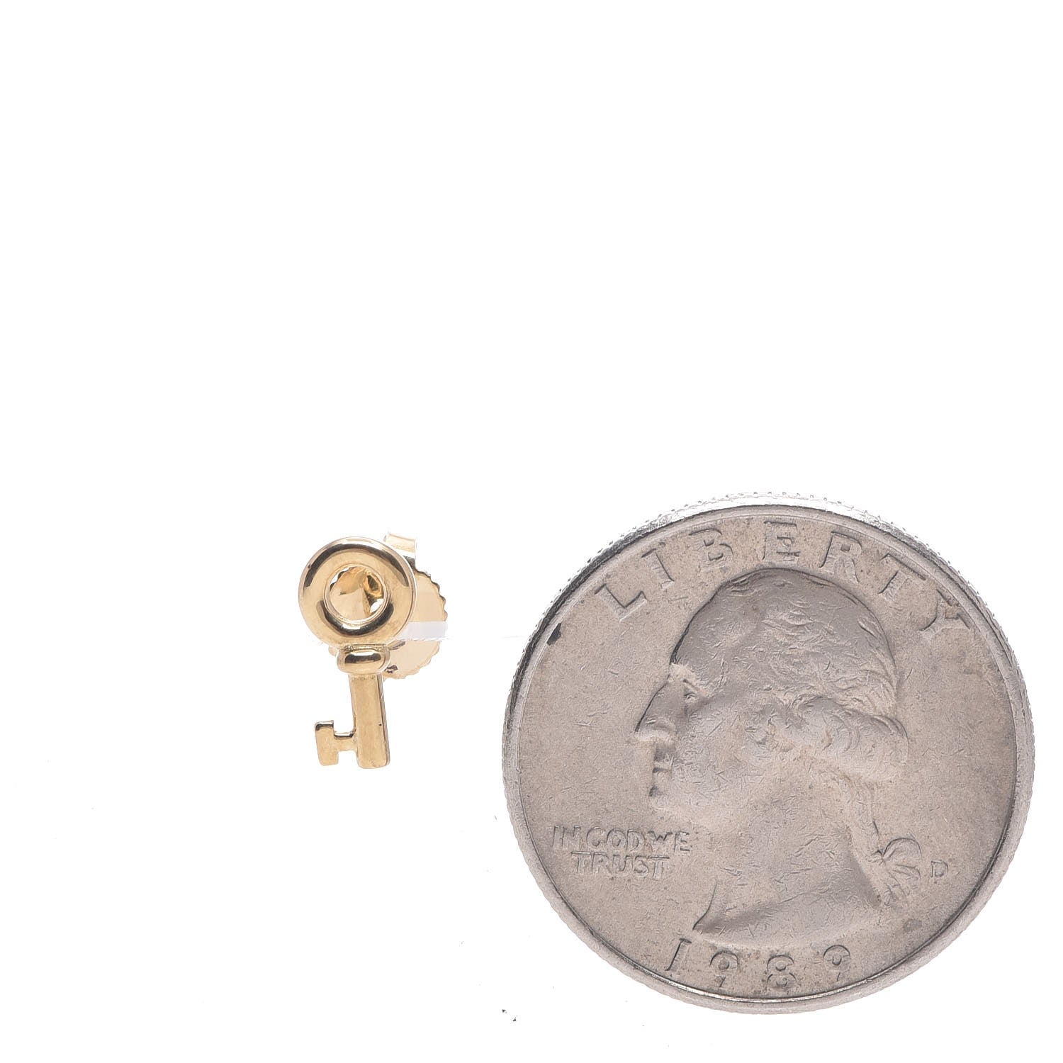 Tiffany 18K Yellow Gold Mini Key Earrings 2 of 6