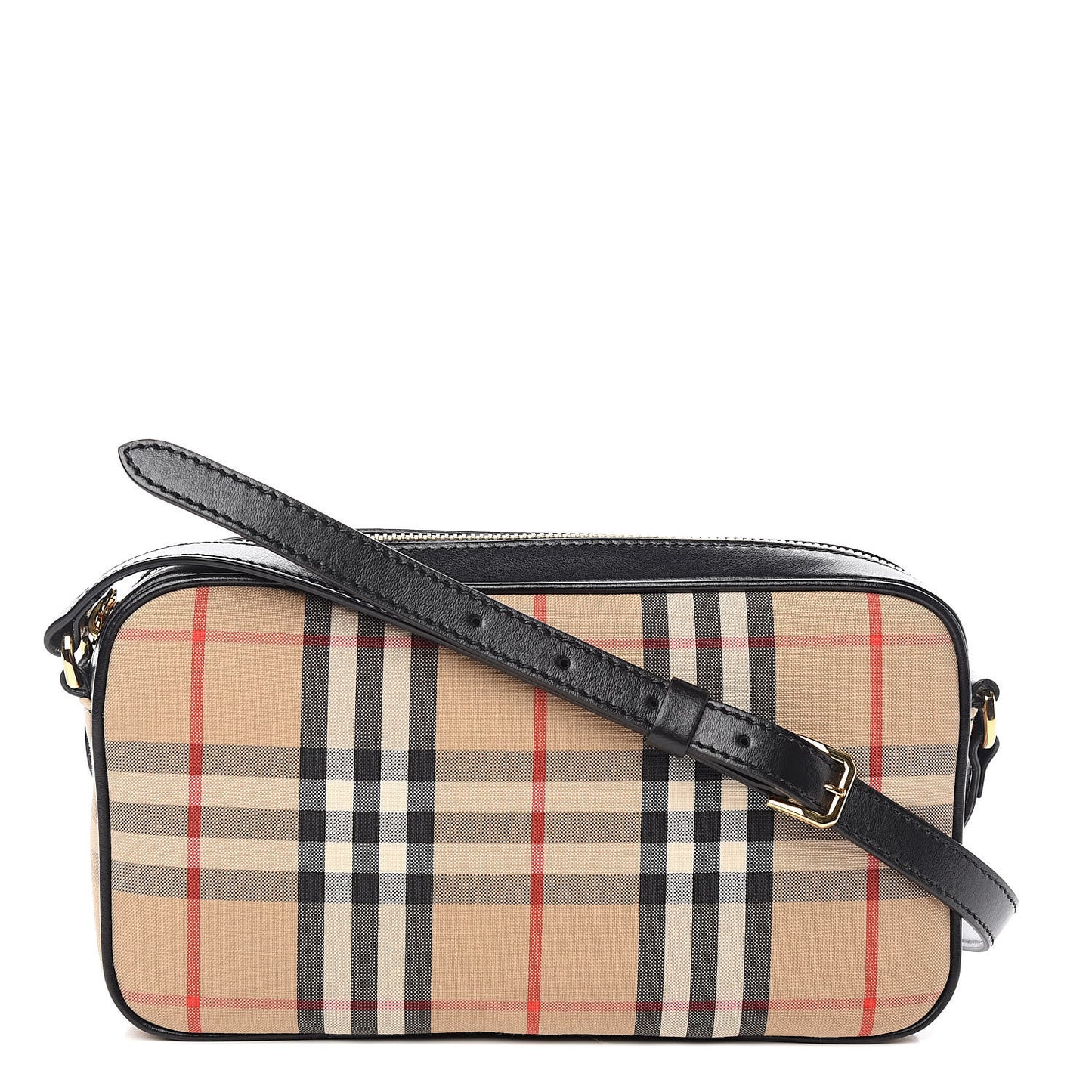 Vintage Check Calfskin Small Camera Bag Archive Beige