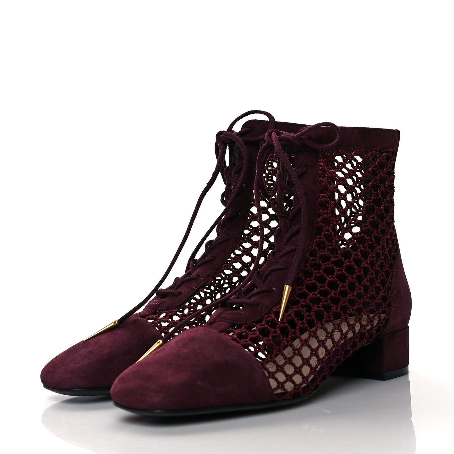 Suede Resille Naughtily-D 30mm Ankle Boots 40.5 Rouge Noir