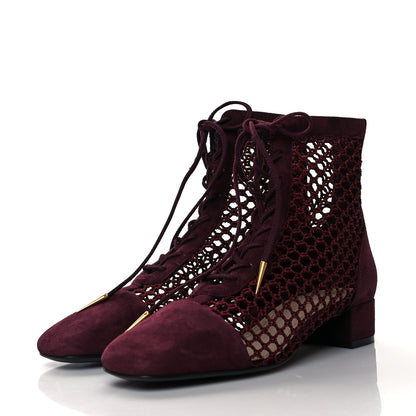Christian Dior Suede Resille Naughtily-D 30mm Ankle Boots 40.5 Rouge Noir 3 of 8