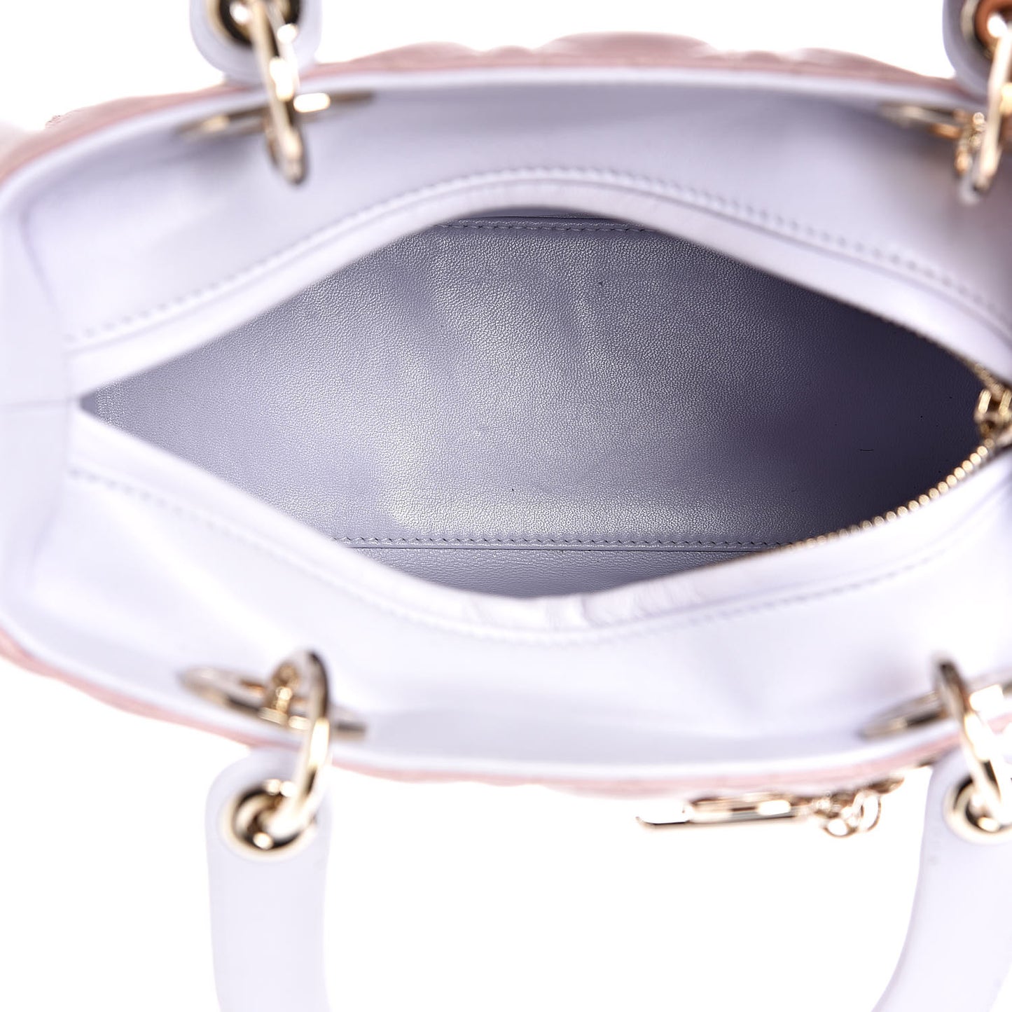 Lambskin Cannage Medium Tri-Color Lady Dior Rose Pale
