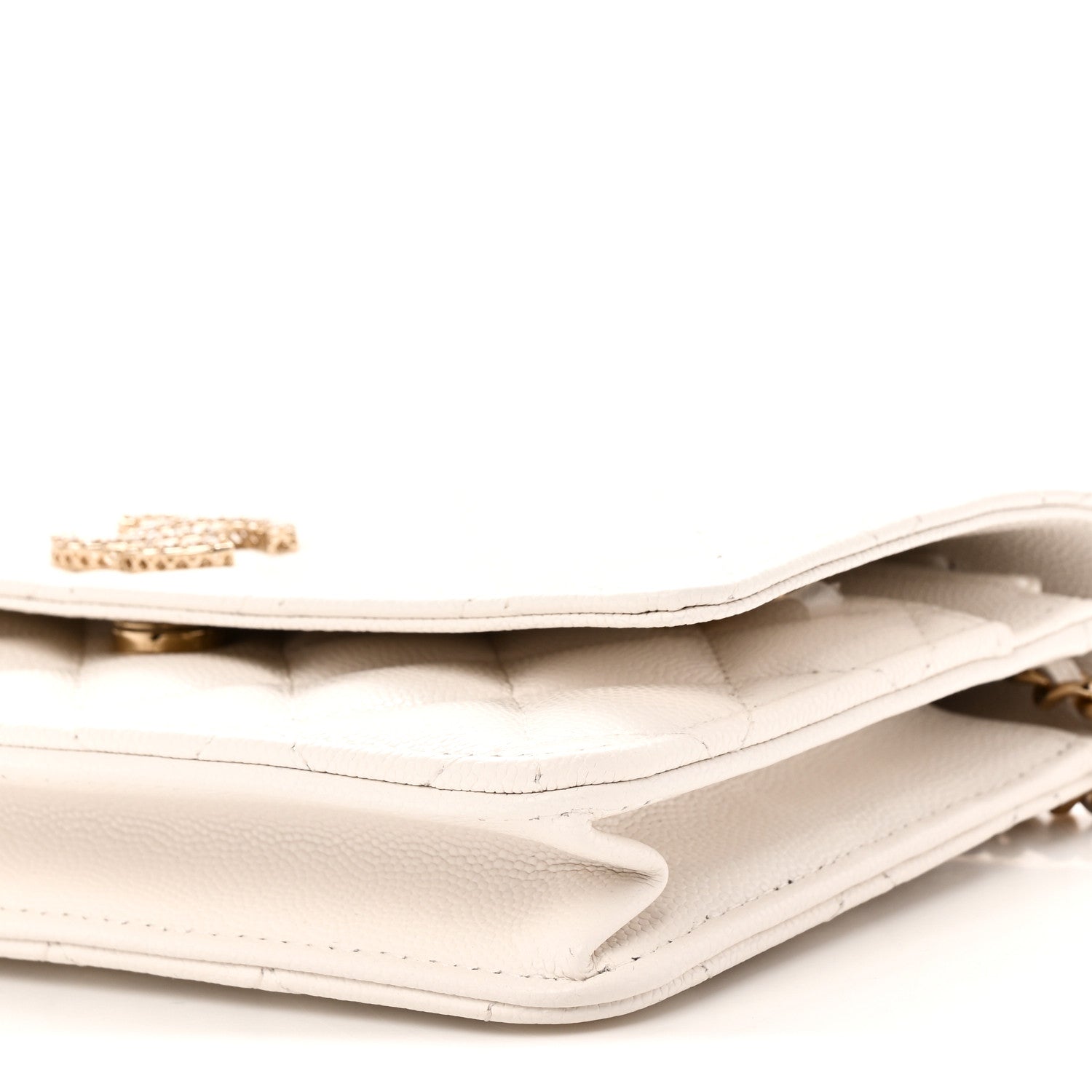 Chanel Caviar Quilted Crystal CC Wallet On Chain WOC White 11 of 12
