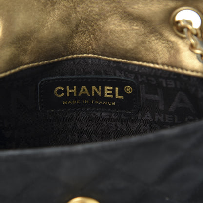 Chanel Satin Quilted Extra Mini Flap Black Gold 7 of 9