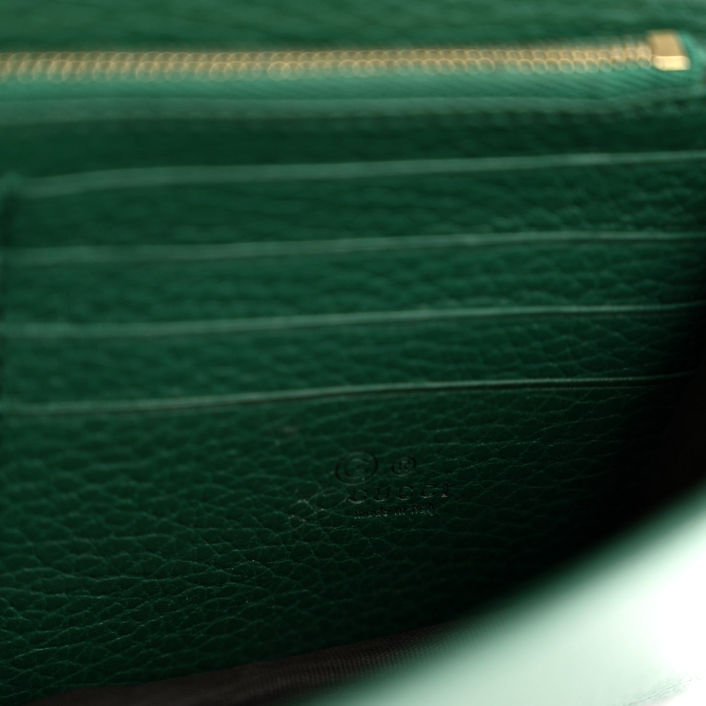 Dollar Calfskin Interlocking G Chain Wallet Emerald