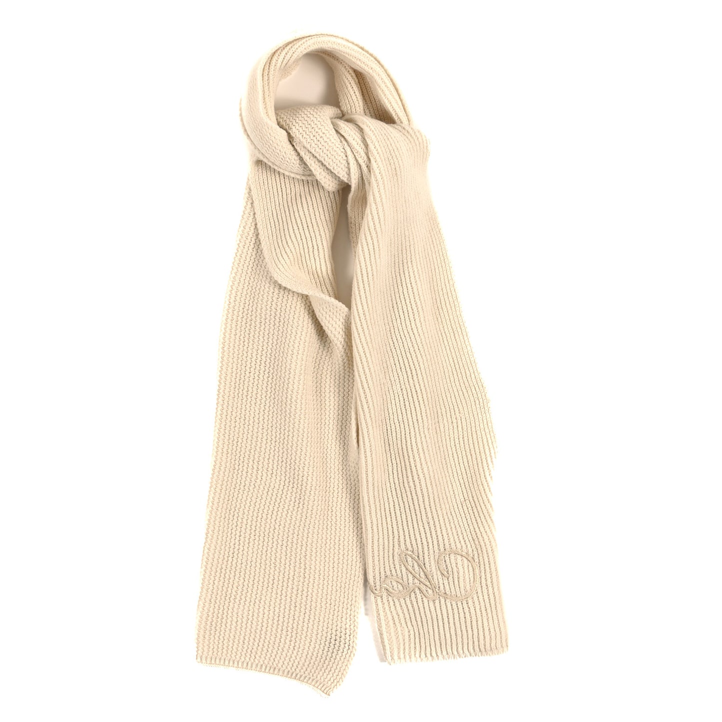 Cashmere Sequin Logo Scarf White